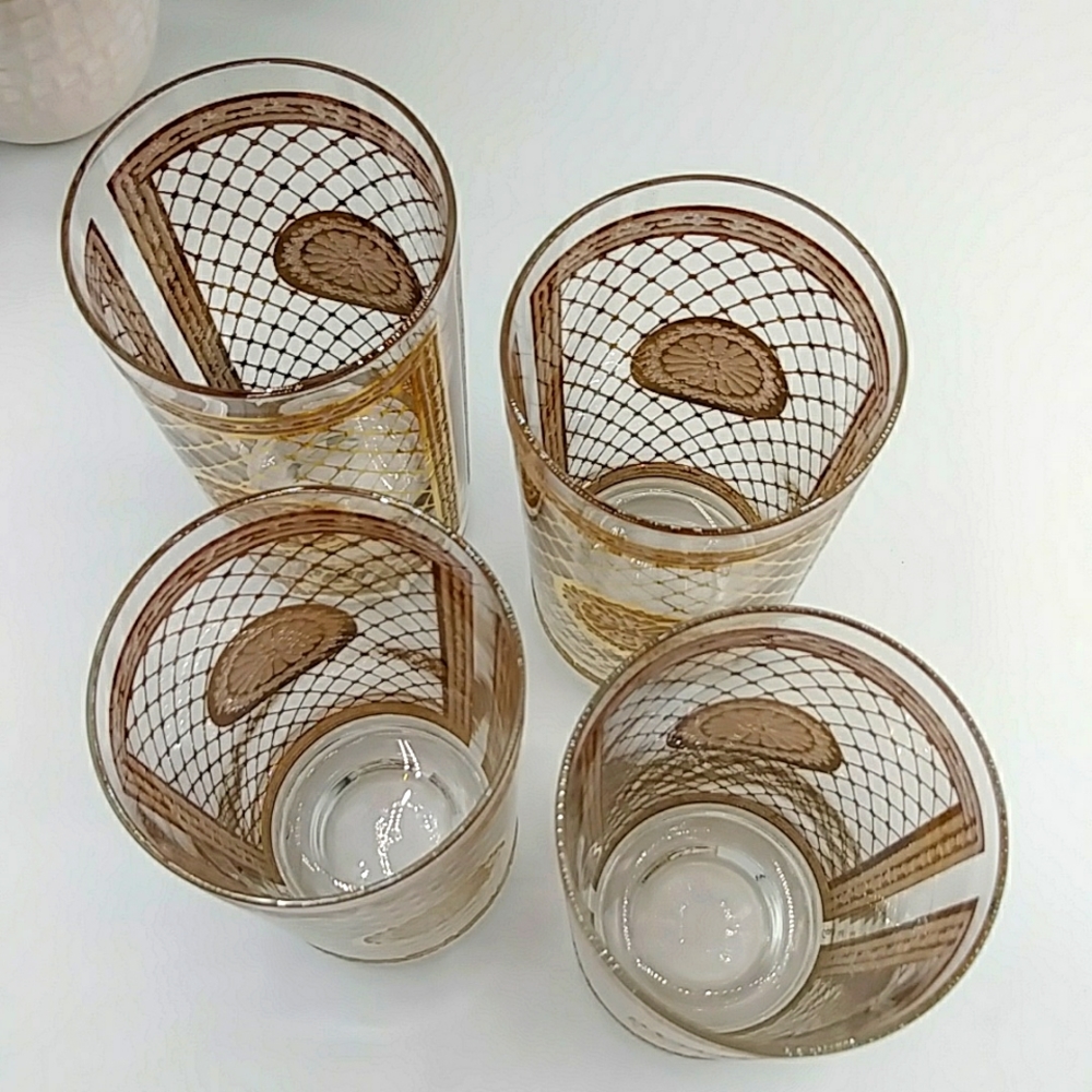 🏵️2x HP! 22K Gold Embossed Capri Glassware of California Highball glass 1946. - Picture 3 of 9